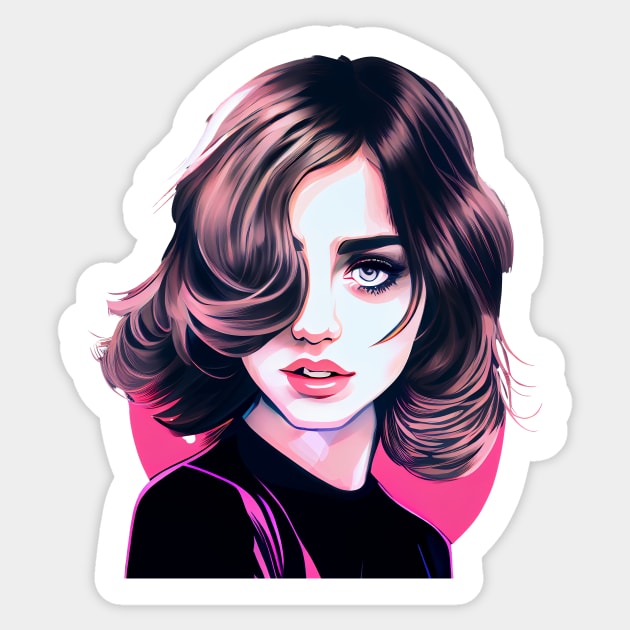 Ana de Armas Retro Vintage Modern Pop Art Design, Pink with Neutral Pastel Color Tones Sticker by ProjectAI